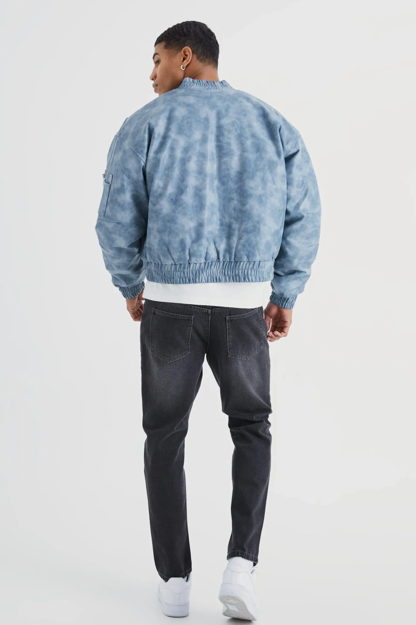 boohooMAN Boxy Washed Pu Seam Detail Padded Bomber | UK| Coats & Jackets