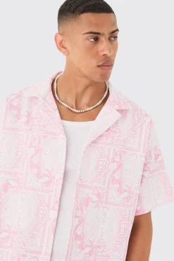 boohooMAN Boxy Worldwide Printed Pleated Shirt & Short | UK| Sets & Co-Ords