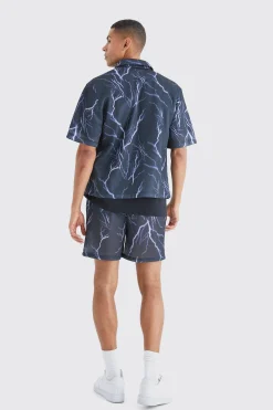 boohooMAN Boxy Zip Through Mesh Scuba Graphic Shirt | UK| Shirts
