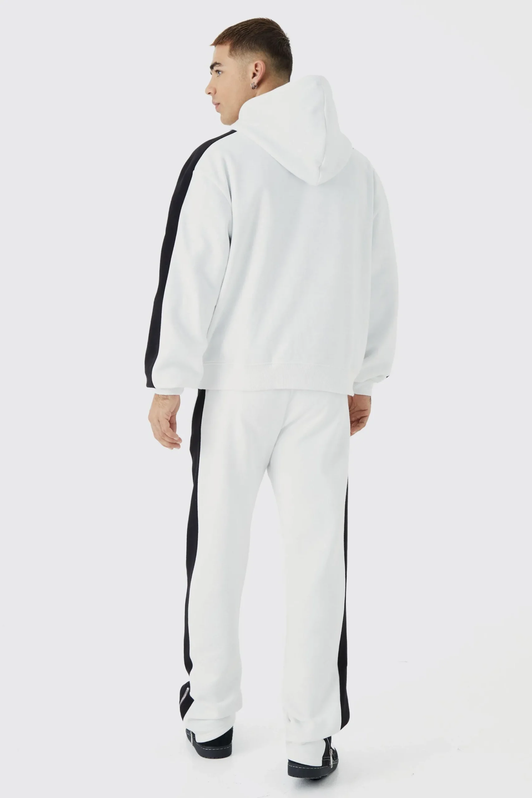 boohooMAN Boxy Zip Through Moto Panel Split Hem Tracksuit | UK| Tracksuits