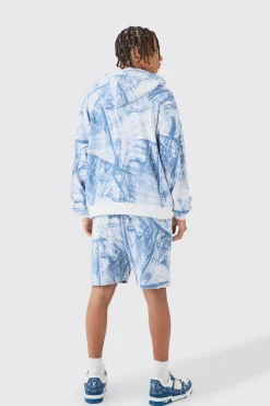 boohooMAN Boxy Zip Through Printed Heavyweight Waffle Hoodie | UK| Hoodies & Sweatshirts