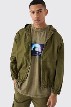 boohooMAN Branded Plaque Detail Twill Hooded Overshirt | UK| Shirts