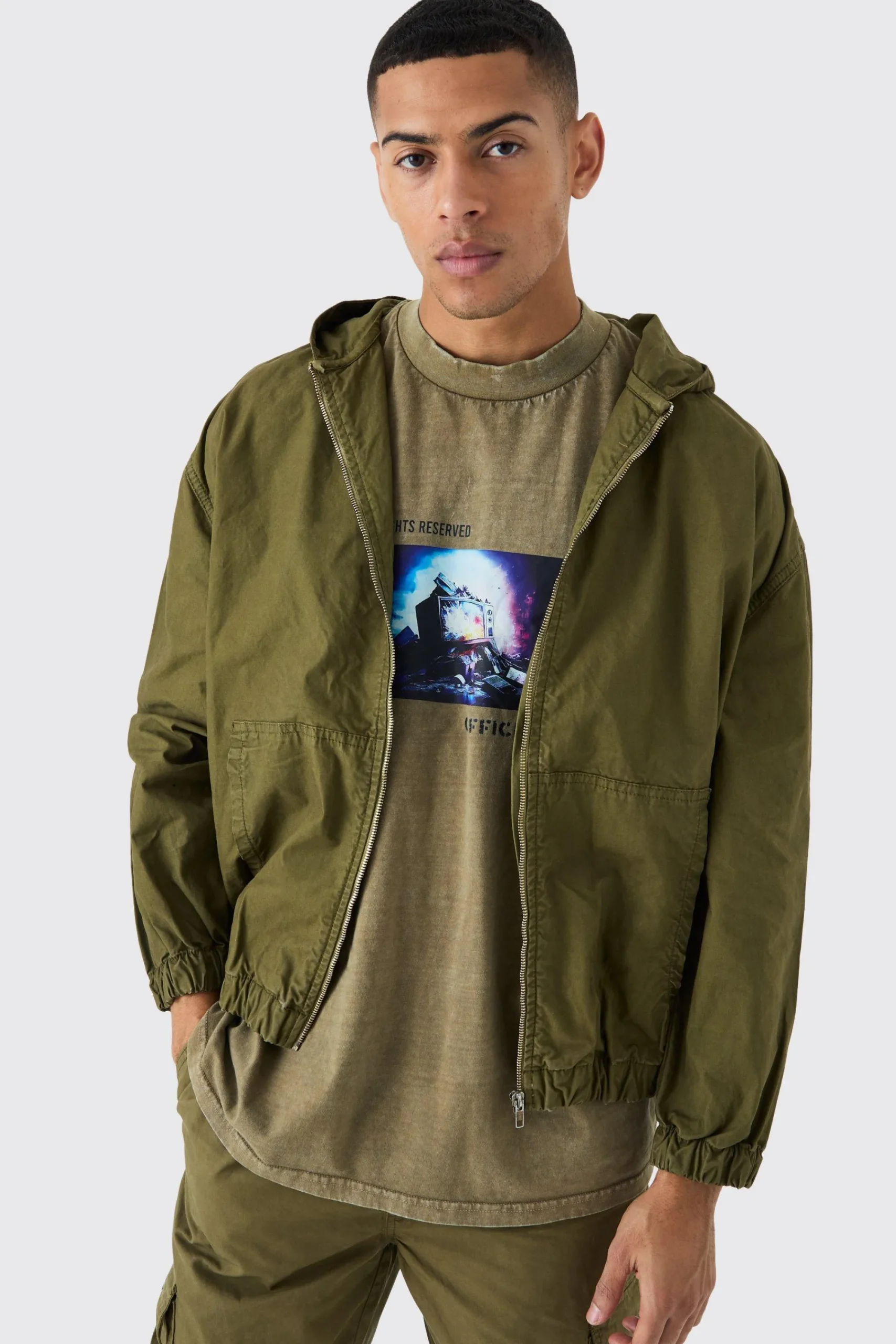 boohooMAN Branded Plaque Detail Twill Hooded Overshirt | UK| Shirts