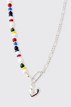boohooMAN Broken Heart Bead And Chain Necklace In | UK| Jewellery & Watches
