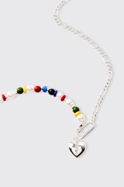 boohooMAN Broken Heart Bead And Chain Necklace In | UK| Jewellery & Watches