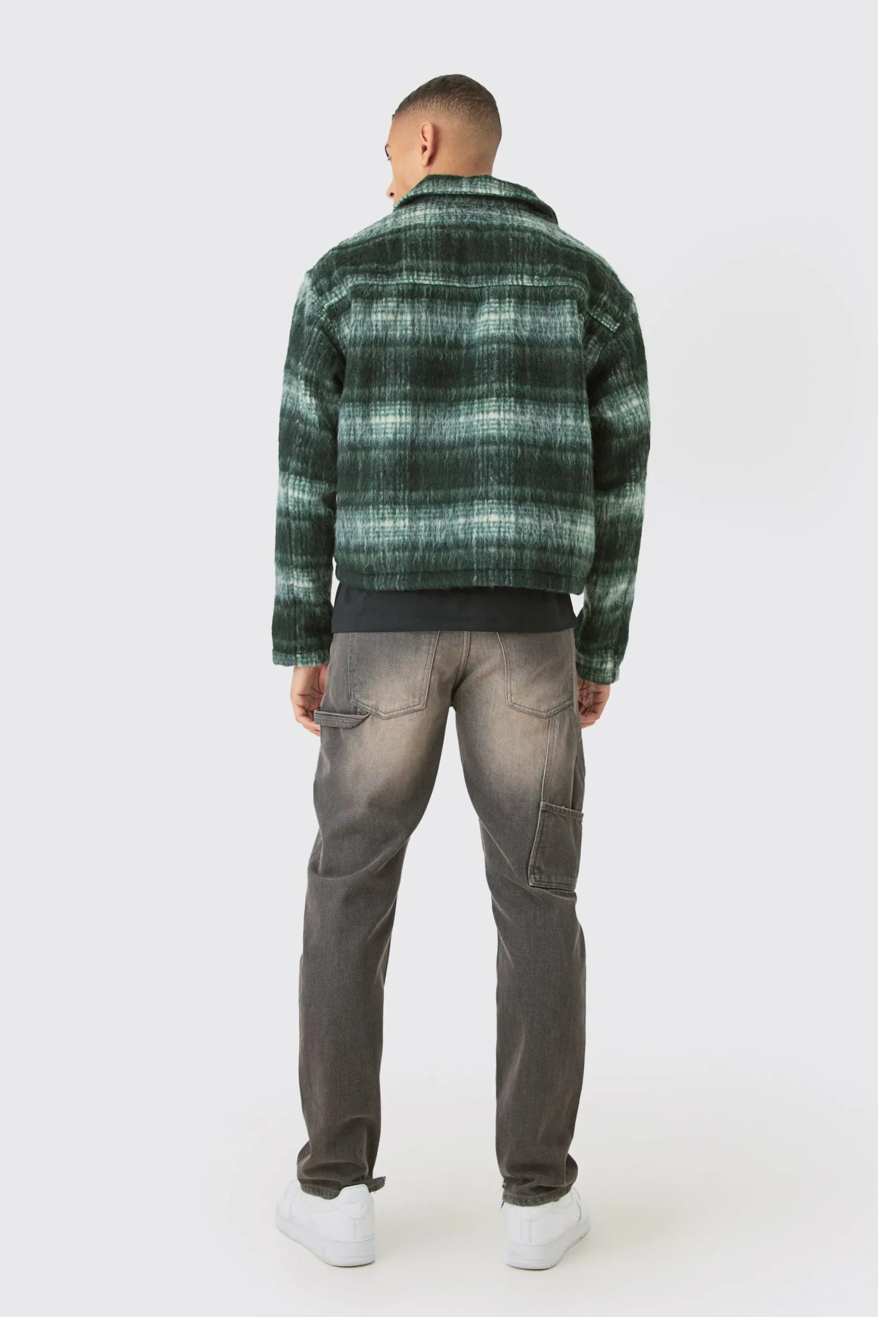boohooMAN Brushed Check Collared Harrington Jacket In | UK| Coats & Jackets