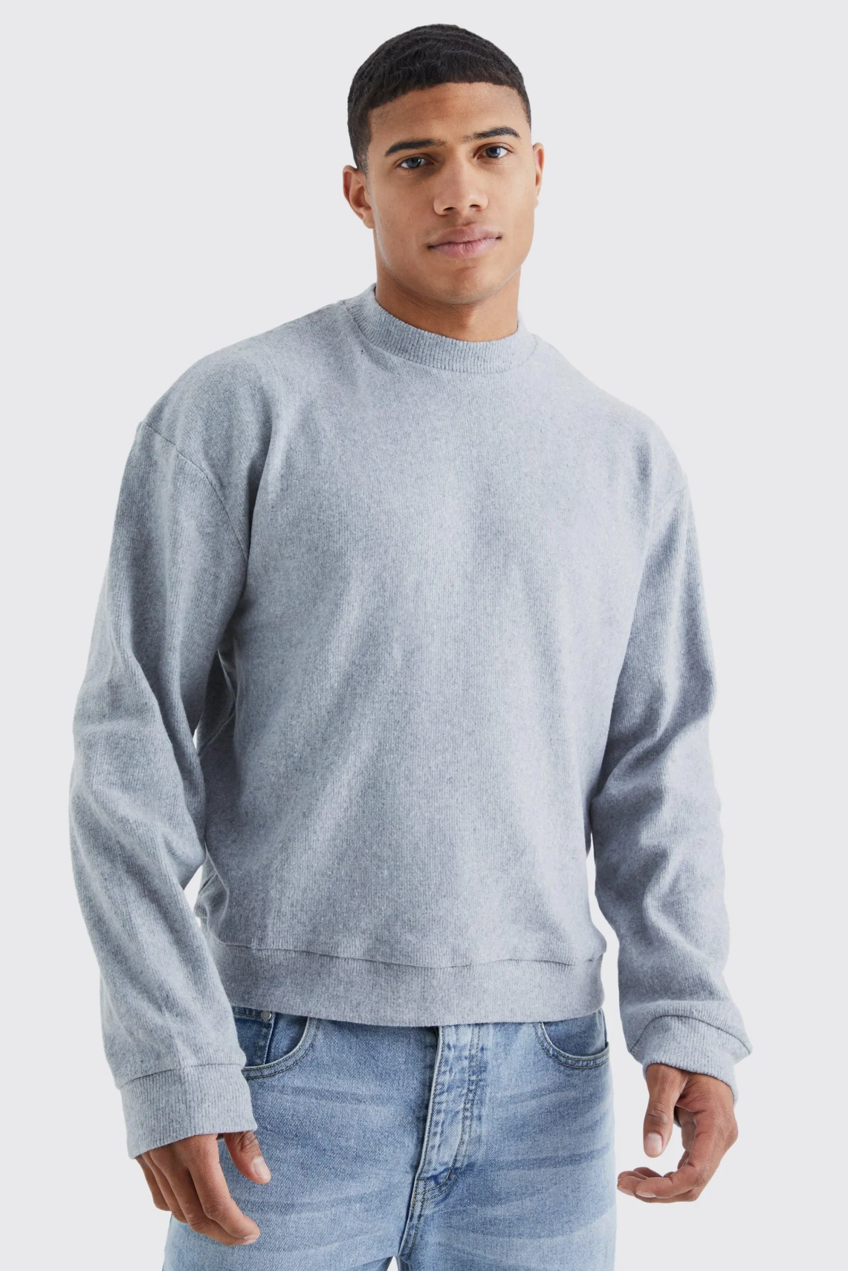boohooMAN Brushed Rib Ottoman Oversized Boxy Sweater | UK| Hoodies & Sweatshirts