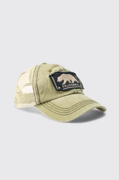 boohooMAN California Trucker Cap In Khaki | UK| Hats & Caps