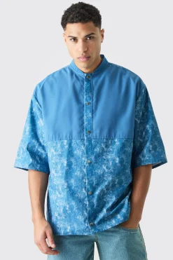 boohooMAN Camo Dropped Shoulder Ribbed Neck Shirt | UK| Shirts