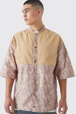 boohooMAN Camo Dropped Shoulder Ribbed Neck Shirt | UK| Shirts