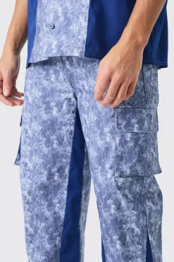 boohooMAN Camo Fixed Waist Gusset Relaxed Trouser | UK| Trousers