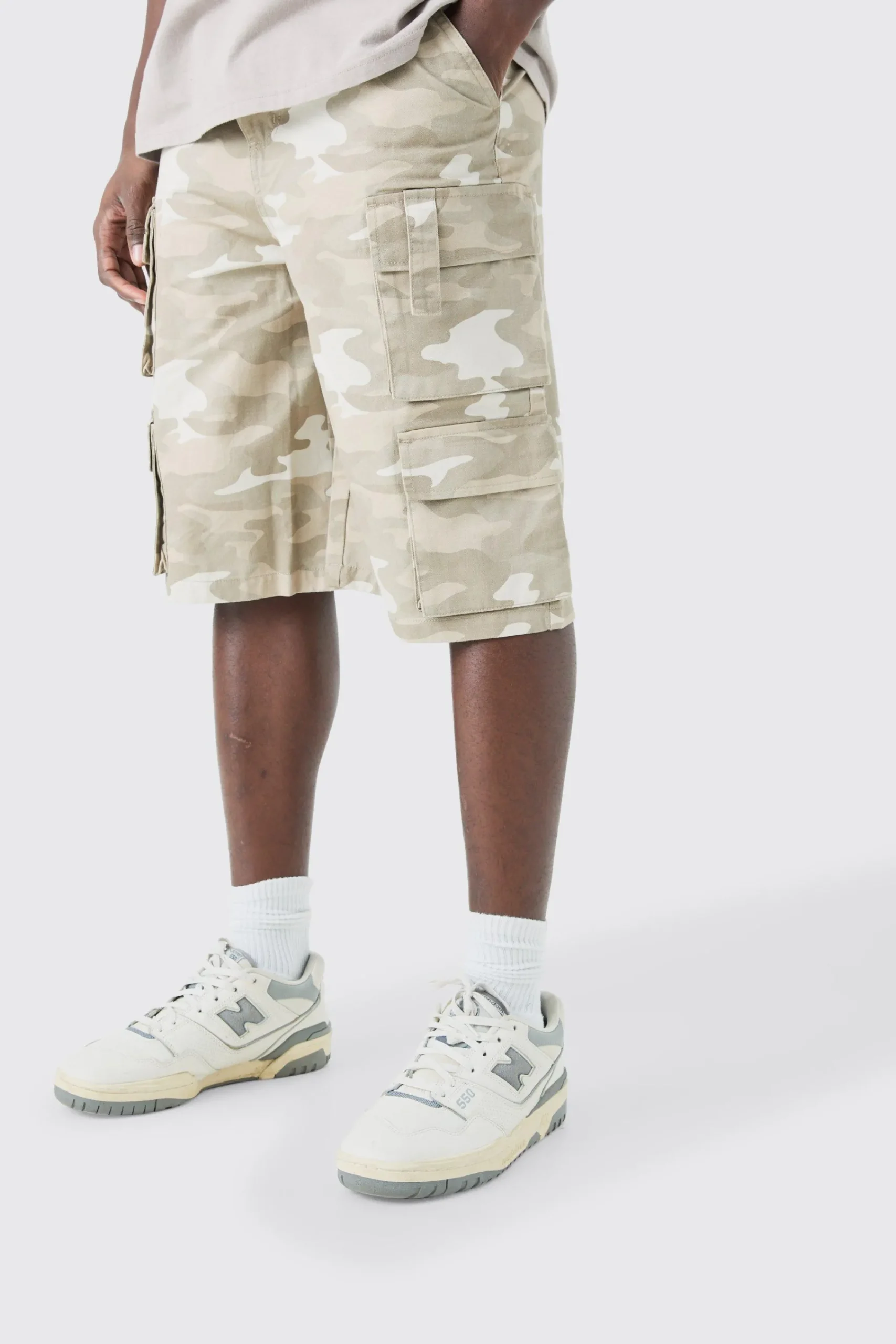 boohooMAN Camo Fixed Waist Multi Cargo Pocket Jorts | UK| Shorts