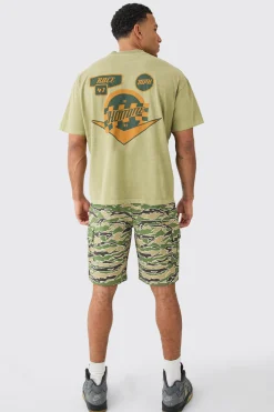 boohooMAN Camo Fixed Waist Relaxed Cargo Shorts | UK| Shorts