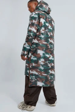 boohooMAN Camo Transparent Longline Puffer | UK| Coats & Jackets