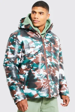 boohooMAN Camo Transparent Puffer | UK| Coats & Jackets