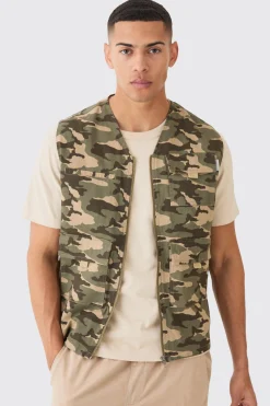 Camo Twill Utility Vest | UK^boohooMAN Sale