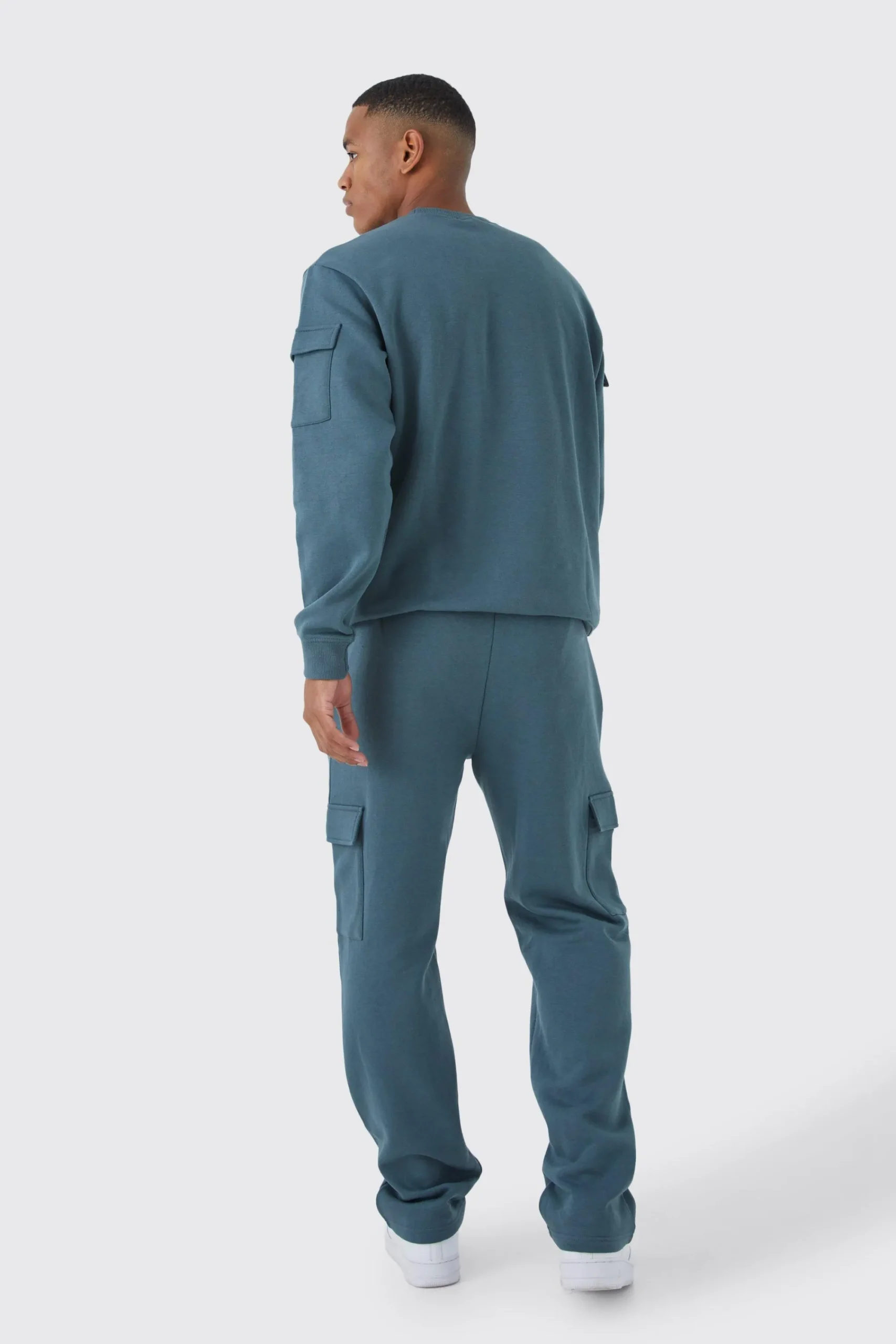 boohooMAN Cargo Pocket Crotch Sweatshirt & Jogger Set | UK| Tracksuits