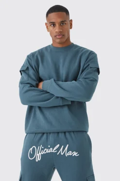 boohooMAN Cargo Pocket Crotch Sweatshirt & Jogger Set | UK| Tracksuits