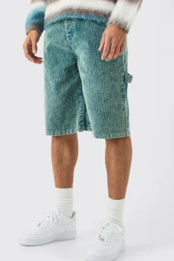 boohooMAN Carpenter Acid Wash Cord Jort In | UK| Shorts