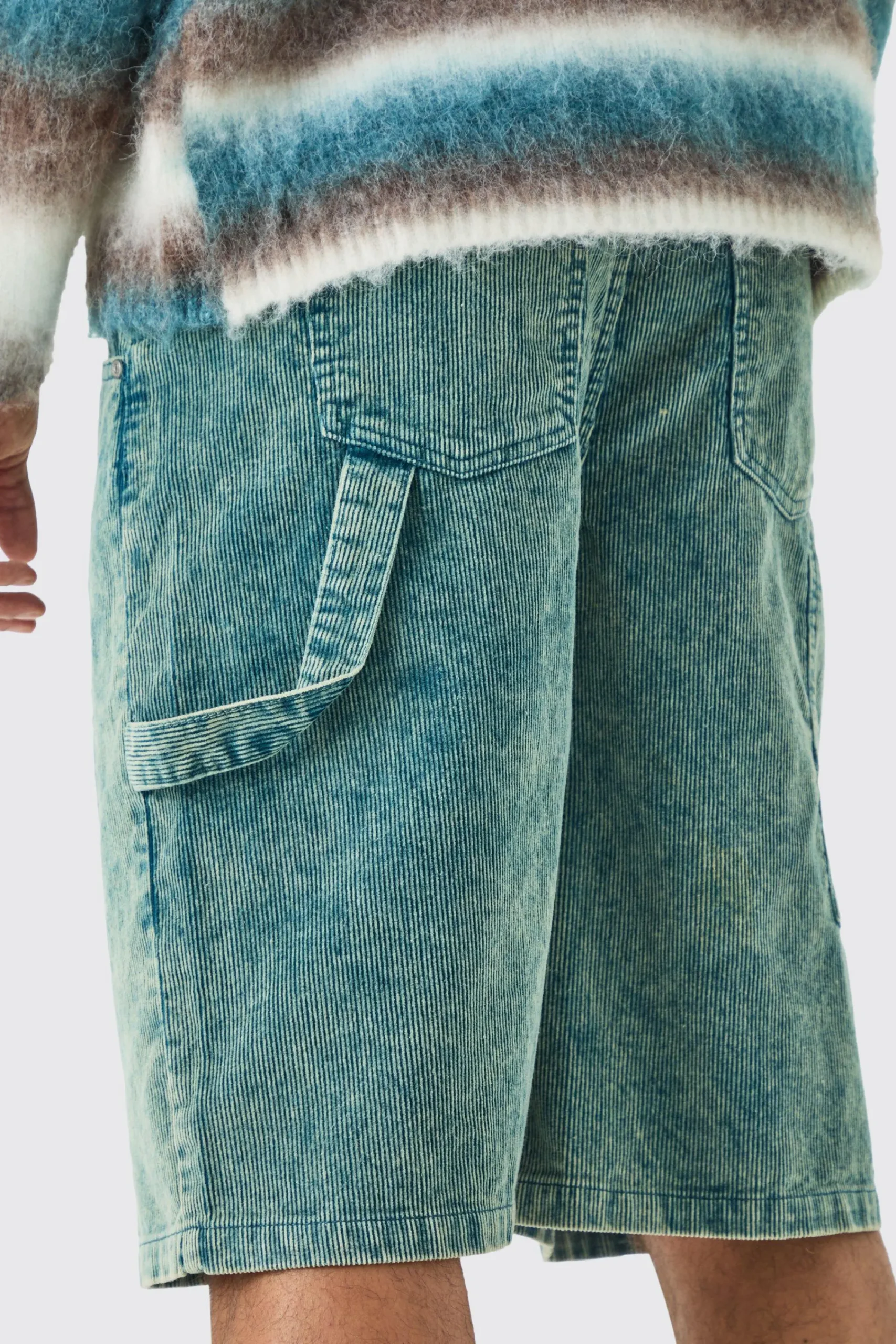 boohooMAN Carpenter Acid Wash Cord Jort In | UK| Shorts
