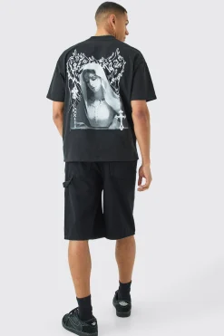 boohooMAN Carpenter Detail Denim Jorts In Black | UK| Shorts