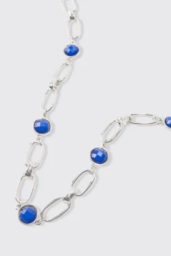 boohooMAN Chain Necklace With Gem Stones In | UK| Jewellery & Watches