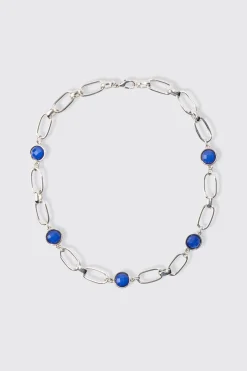boohooMAN Chain Necklace With Gem Stones In | UK| Jewellery & Watches