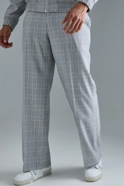 boohooMAN Check Tailored Wide Leg Trousers | UK| Trousers
