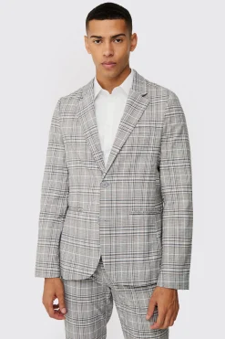 boohooMAN Check Weave Slim Fit Suit Jacket | UK| Suits & Tailoring