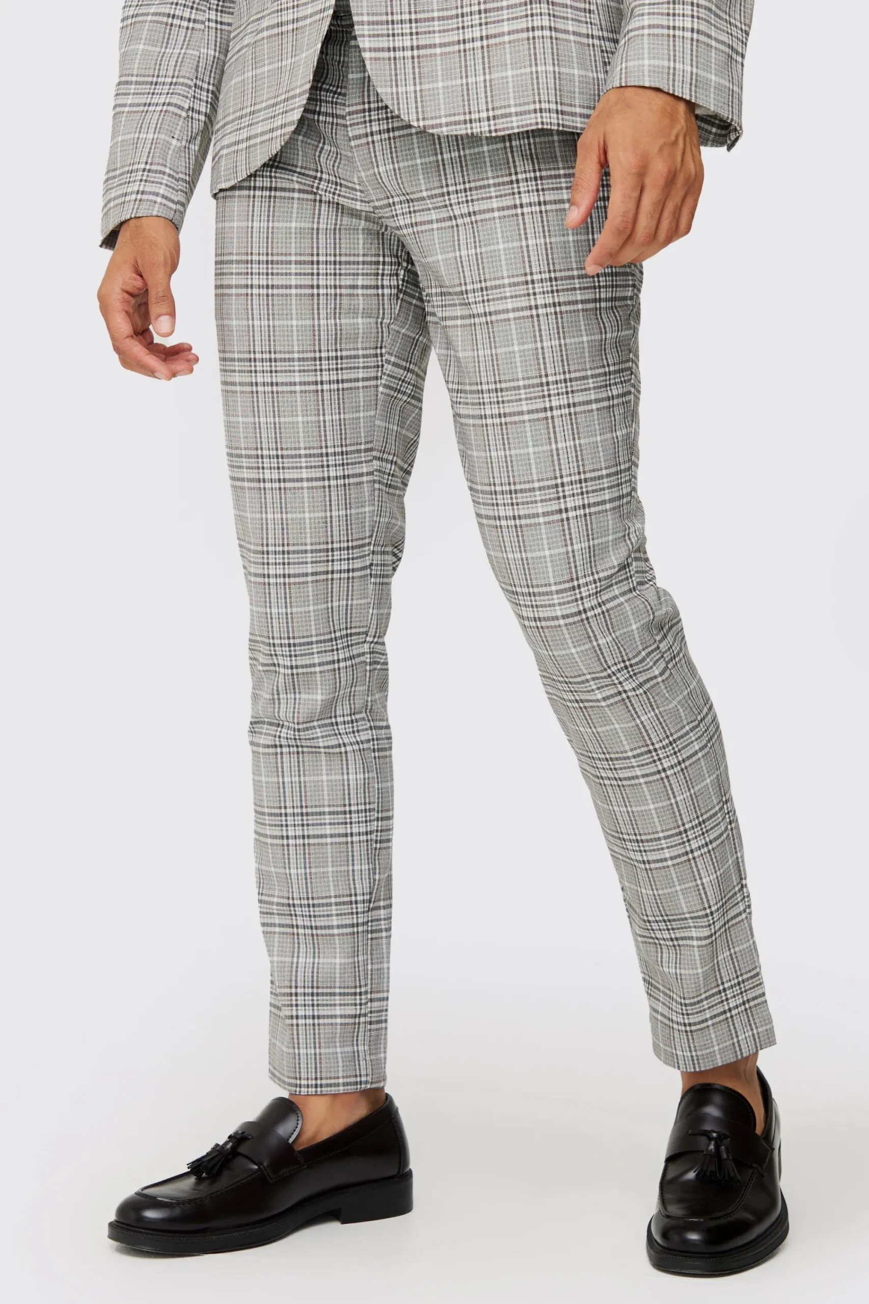 boohooMAN Check Weave Slim Fit Suit Trousers | UK| Suits & Tailoring|Trousers