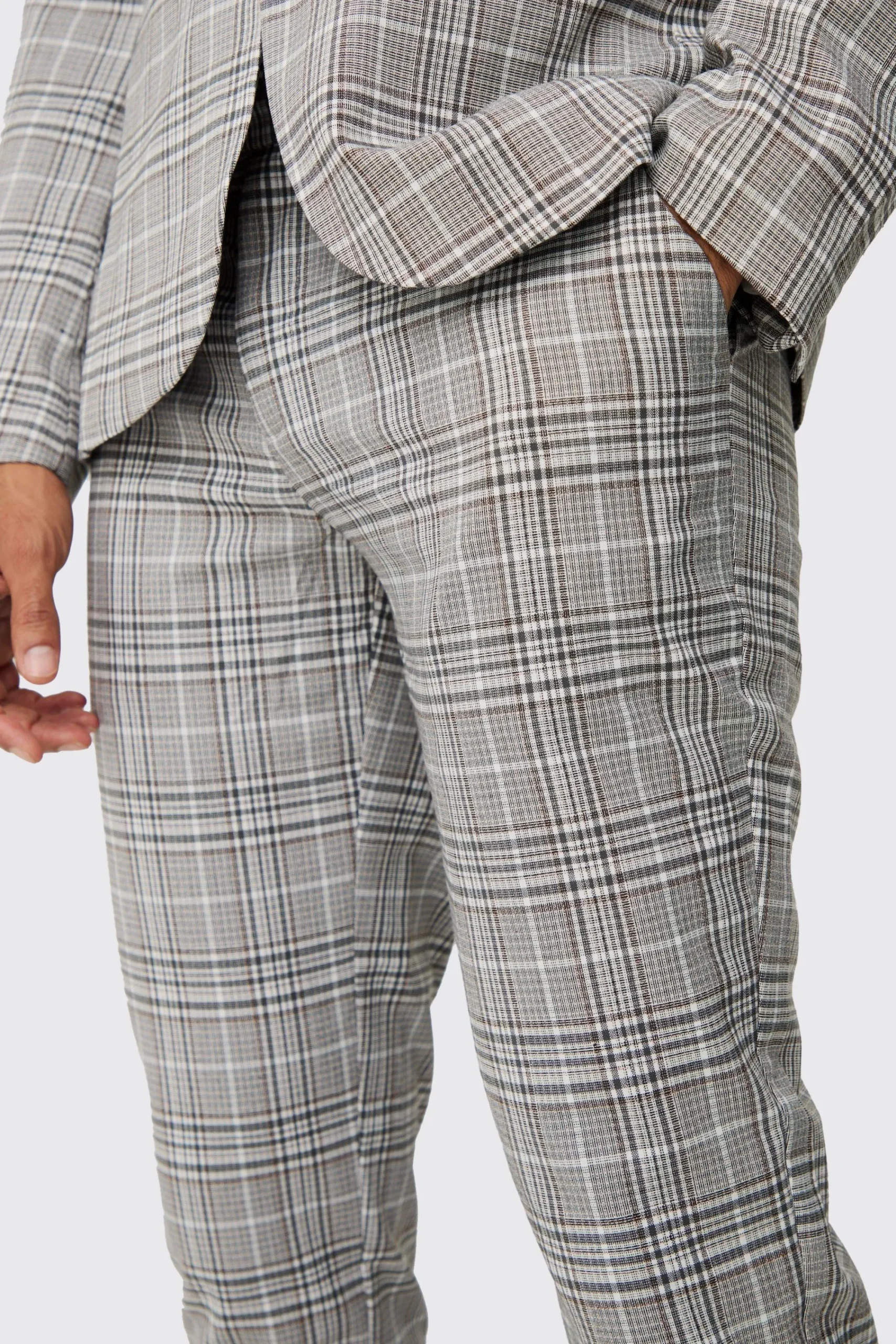 boohooMAN Check Weave Slim Fit Suit Trousers | UK| Suits & Tailoring|Trousers