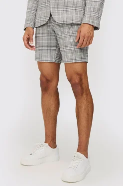 boohooMAN Check Weave Slim Fit Suit Shorts | UK| Suits & Tailoring