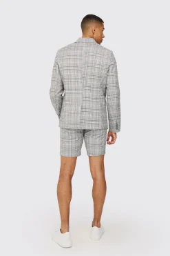 boohooMAN Check Weave Slim Fit Suit Shorts | UK| Suits & Tailoring