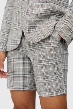 boohooMAN Check Weave Slim Fit Suit Shorts | UK| Suits & Tailoring