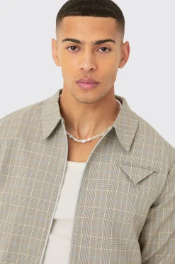boohooMAN Checked Zip Up Boxy Smart Jacket | UK| Suits & Tailoring