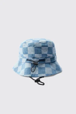 boohooMAN Checkerboard Bucket Hat In | UK| Hats & Caps