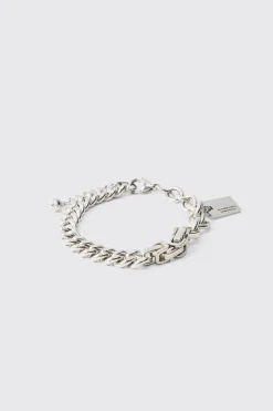 boohooMAN Chunky Chain Bracelet With Charm In | UK| Jewellery & Watches
