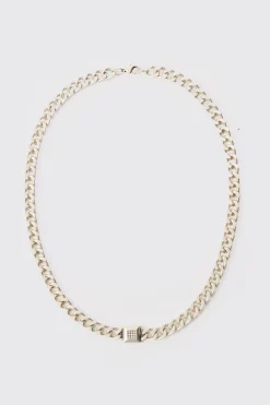 boohooMAN Chunky Chain Iced Pendant Necklace | UK| Jewellery & Watches