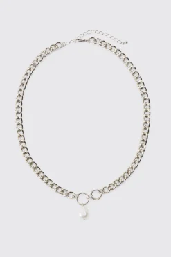 boohooMAN Chunky Chain Pearl Pendant Necklace | UK| Jewellery & Watches