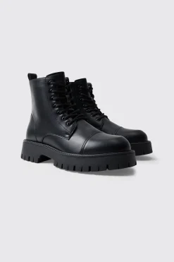 boohooMAN Chunky Lace Up Worker Boot | UK| Boots