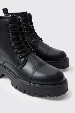 boohooMAN Chunky Lace Up Worker Boot | UK| Boots