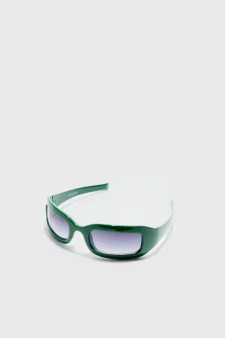 boohooMAN Chunky Wrap Around Rectangle Sunglasses In | UK| Sunglasses