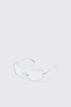boohooMAN Clear Lens Visor Sunglasses In | UK| Sunglasses