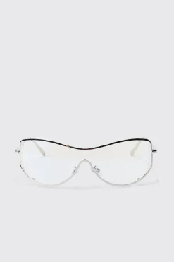 boohooMAN Clear Lens Visor Sunglasses In | UK| Sunglasses