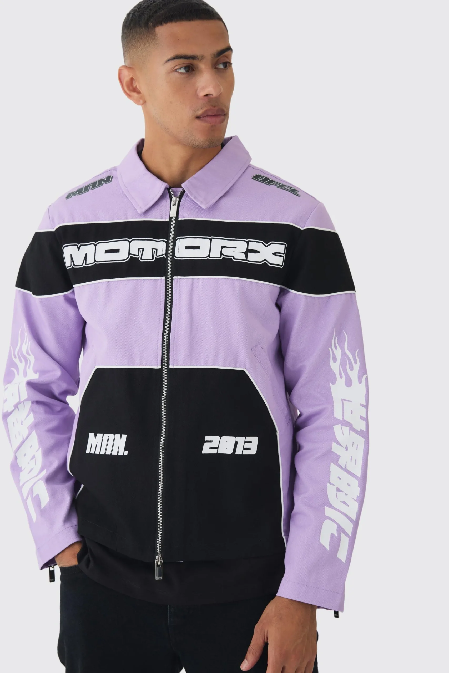 boohooMAN Collared Twill Moto Jacket | UK| Coats & Jackets