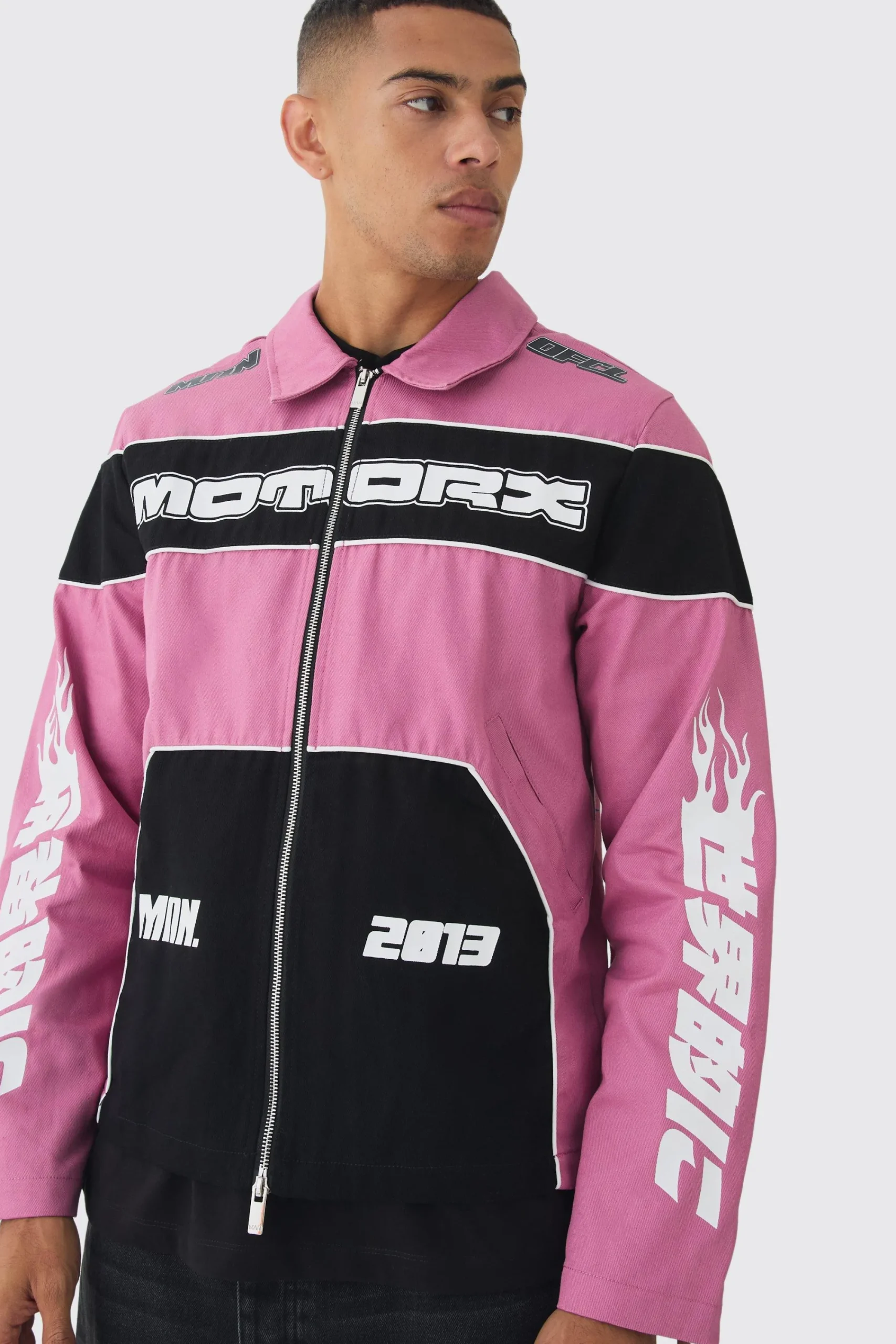 boohooMAN Collared Twill Moto Jacket | UK| Coats & Jackets