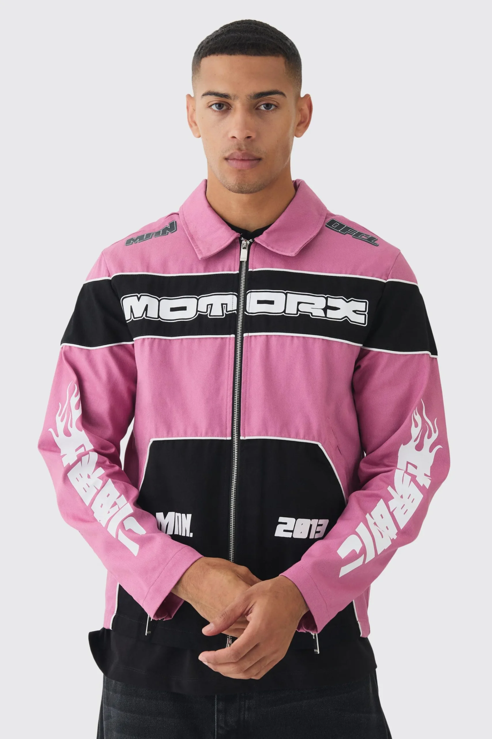 boohooMAN Collared Twill Moto Jacket | UK| Coats & Jackets