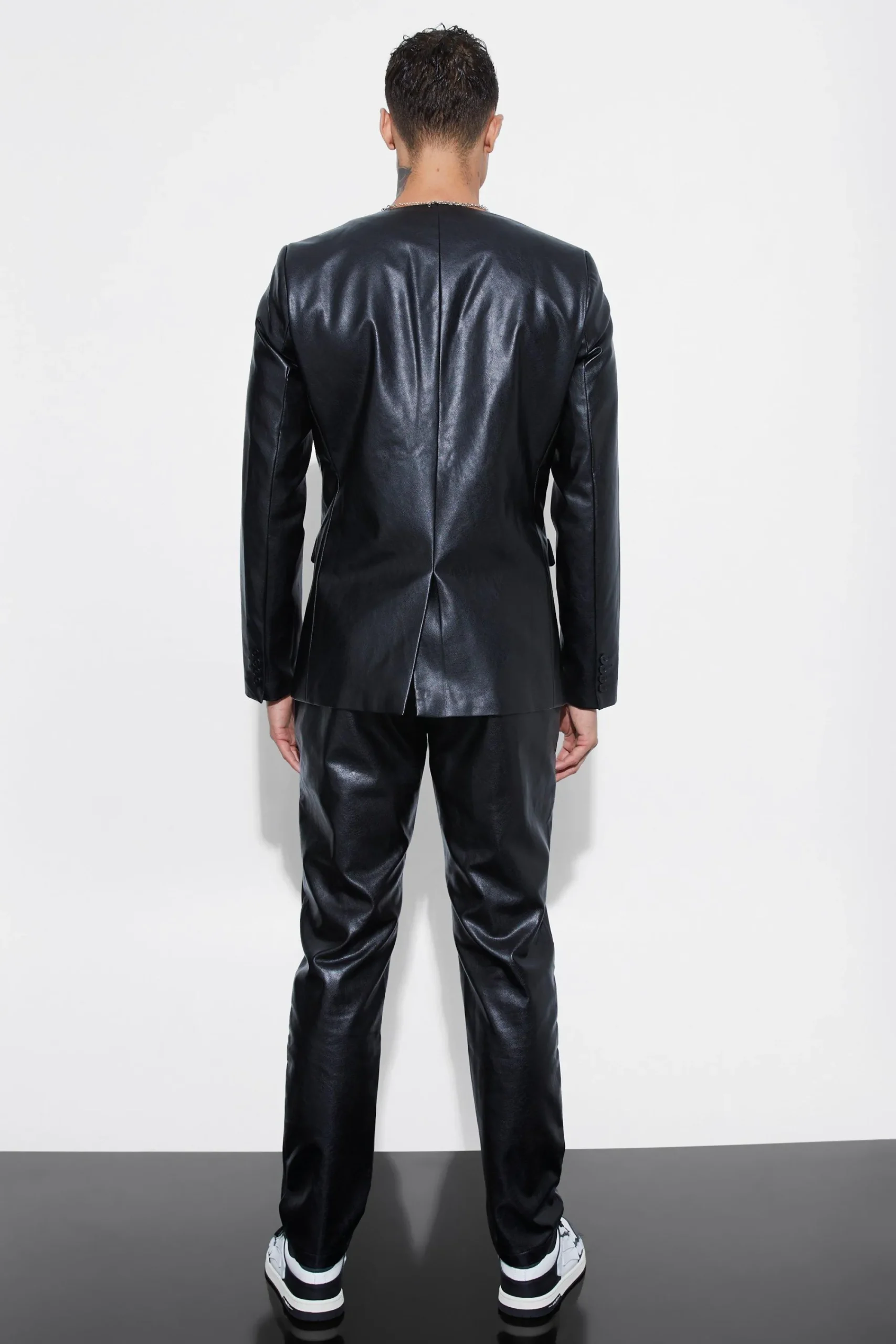 boohooMAN Collarless Pu Slim Fit Suit Jacket | UK| Suits & Tailoring