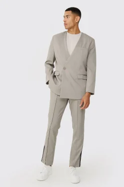 boohooMAN Collarless Straight Blazer | UK| Suits & Tailoring