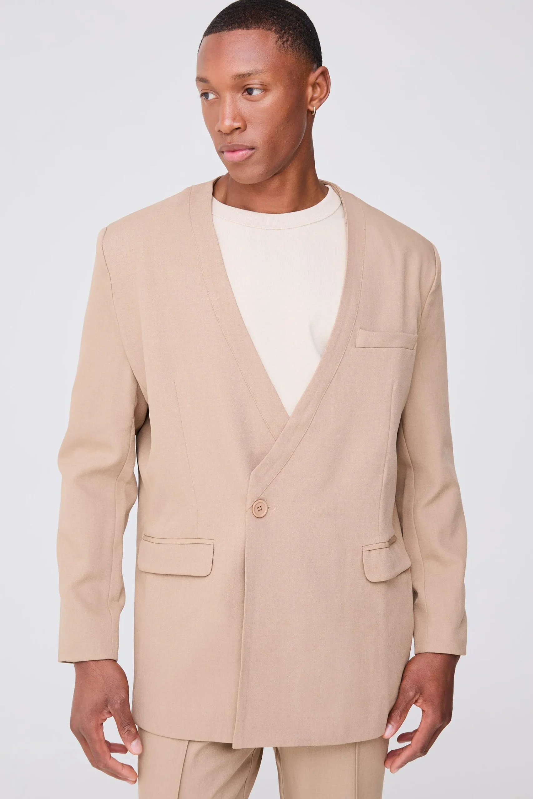 boohooMAN Collarless Straight Blazer | UK| Suits & Tailoring